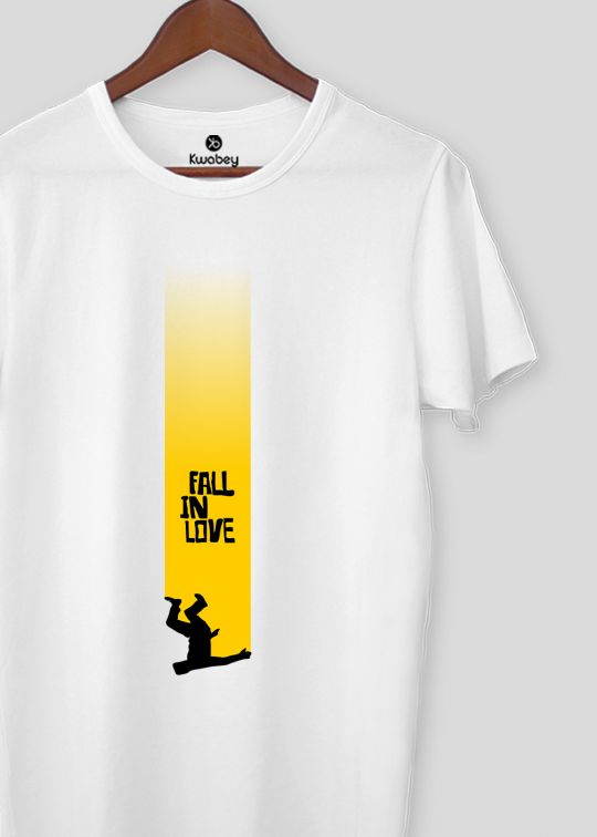 Fall In Love White Half Sleeve T-shirt For Men