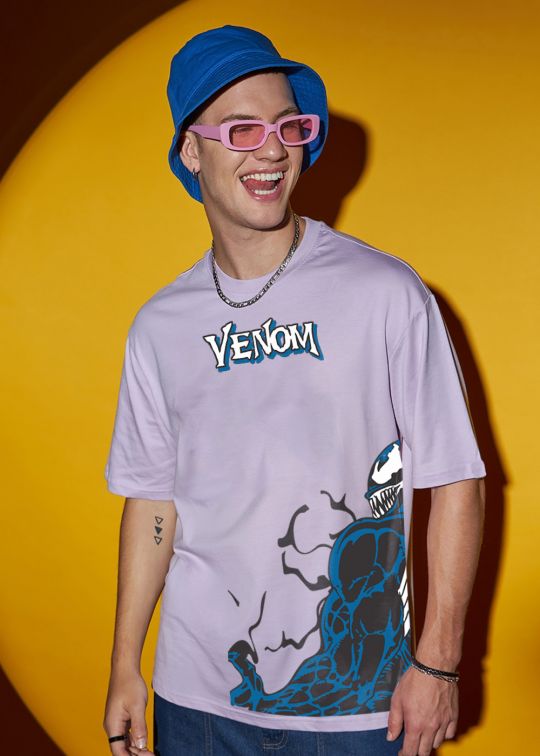 Venom Lilac Oversized T-Shirt For Men