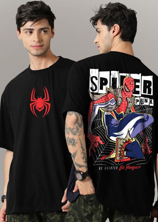 Spider Punk Black Oversized T-Shirt For Men