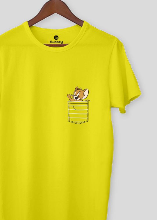 Pocket Jerry Pineapple Yellow Half Sleeve T-shirt For Men