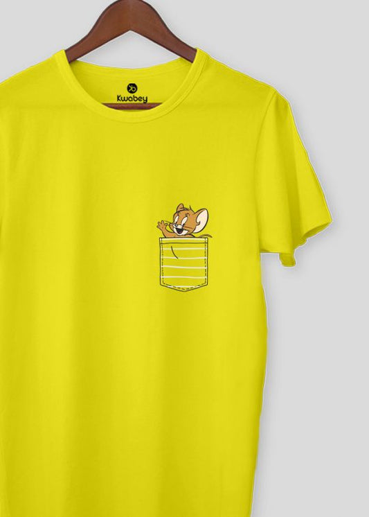 Pocket Jerry Pineapple Yellow Half Sleeve T-shirt For Men