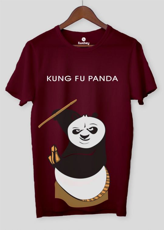 Kung Fu Panda Maroon Half Sleeve T-Shirt For Men