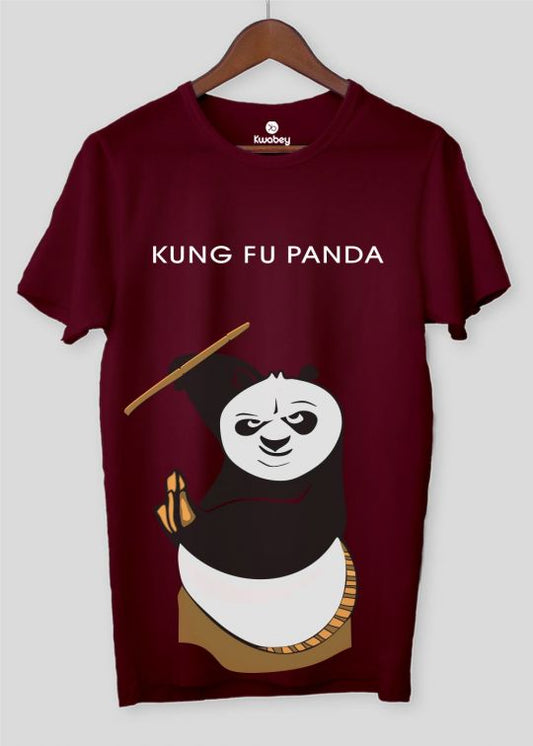 Kung Fu Panda Maroon Half Sleeve T-Shirt For Men