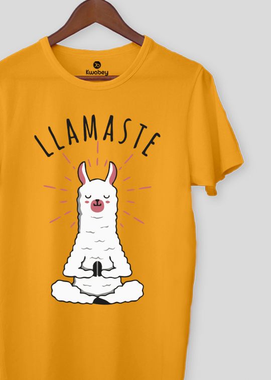 Llamaste Mustard Half Sleeve T-shirt For Men