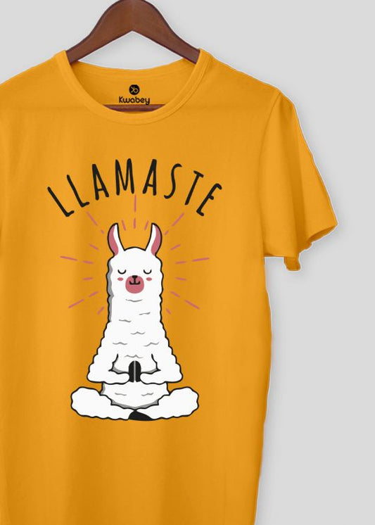 Llamaste Mustard Half Sleeve T-shirt For Men