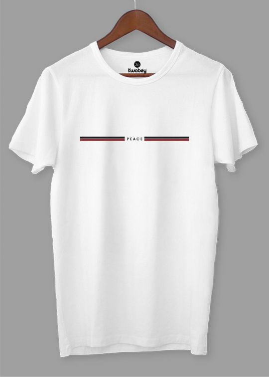 Peace White Half Sleeve T-Shirt For Men