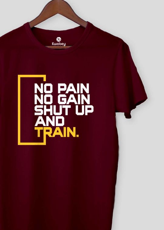 No Pain Maroon Half Sleeve T-shirt For Men