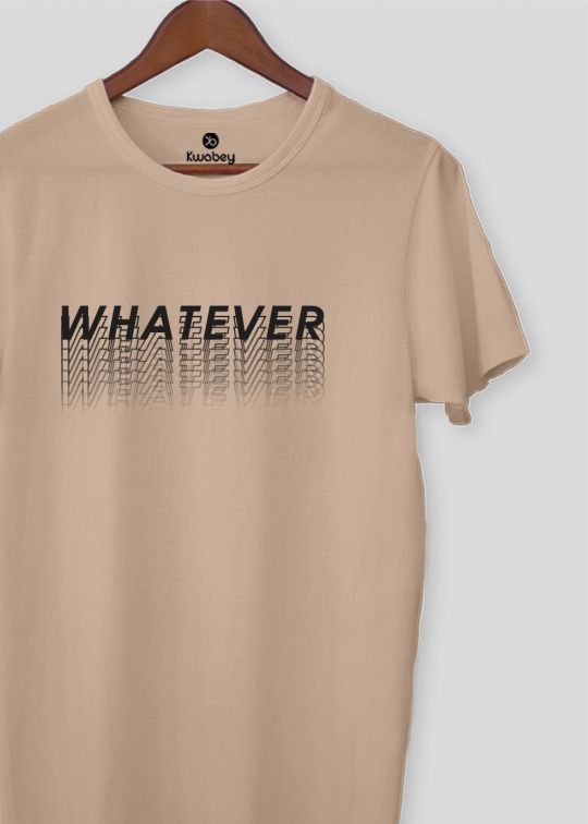 Whatever Printed Beige Half Sleeve T-Shirt For Men