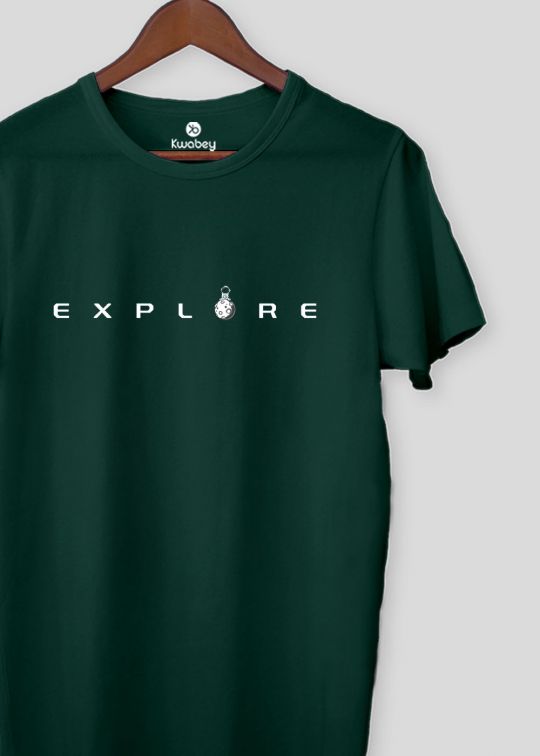 Explore Minimal Bottle Green Half Sleeve T-shirt For Men
