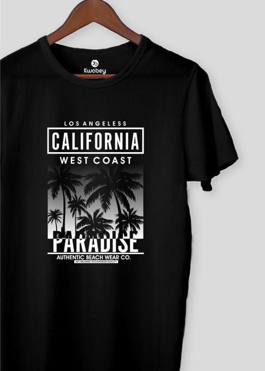 Paradise California Black Half Sleeve T-shirt For Men