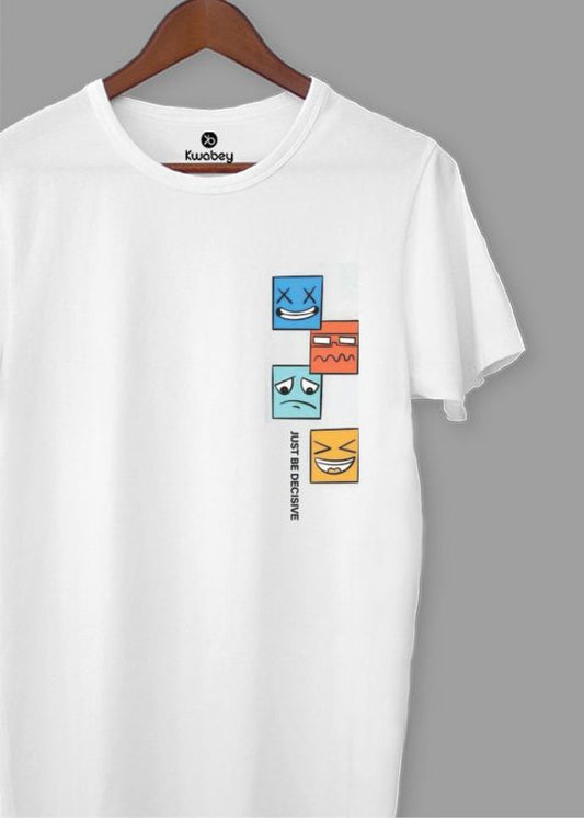 Just Be Decisive White Half Sleeve T-Shirt For Men
