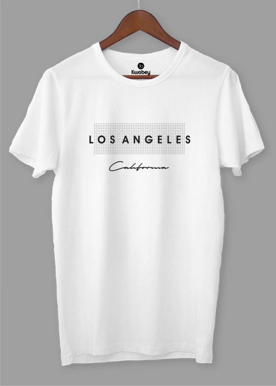 California Los Angeles White Half Sleeve T-Shirt For Men