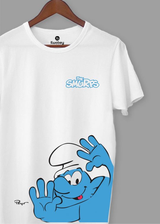 The Smurfs White Half Sleeve T-Shirt For Men