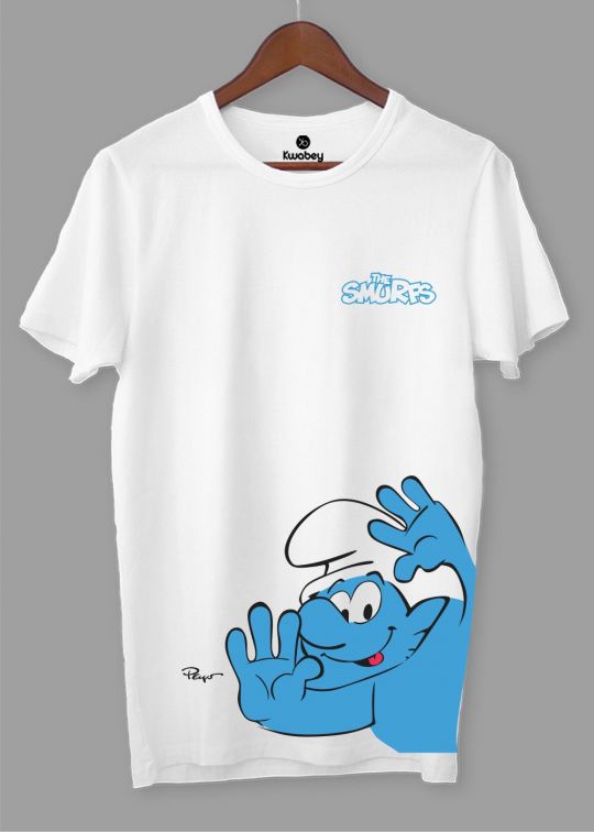 The Smurfs White Half Sleeve T-Shirt For Men