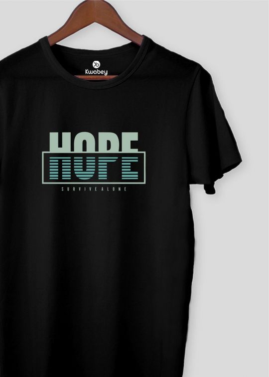 Hope Printed Black Half Sleeve T-Shirt For Men