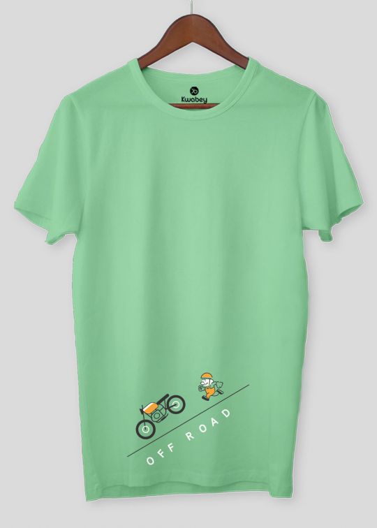 Off Road Mint Green Half Sleeve T-shirt For Men