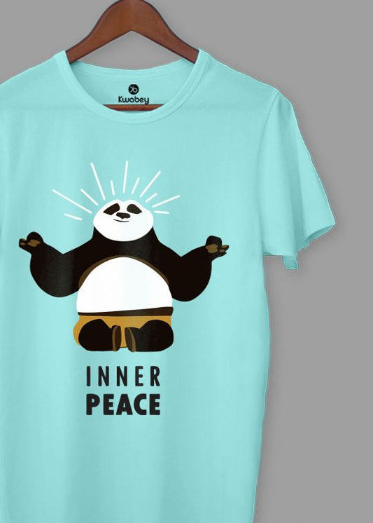Inner Peace Printed Aqua Half Sleeve T-Shirt For Men