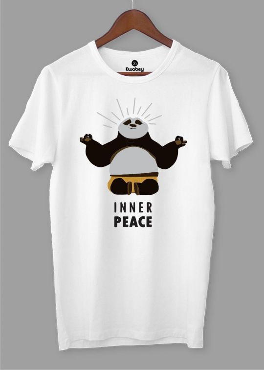Meditation Panda White Half Sleeve T-Shirt For Men