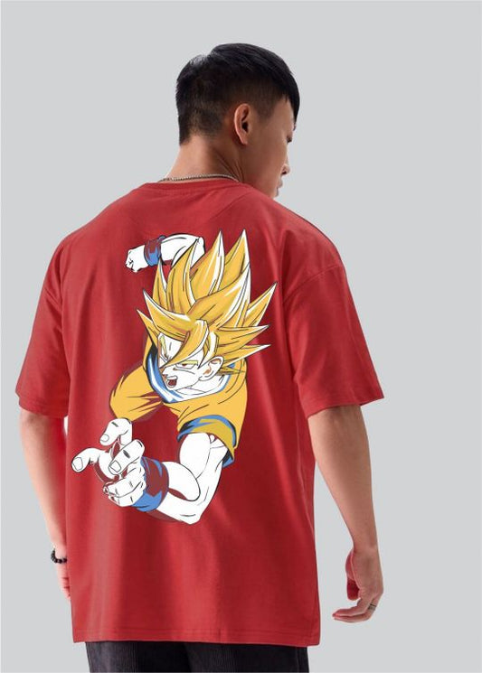 Dragon Ball Z Goku Red Oversized T-Shirt For Men