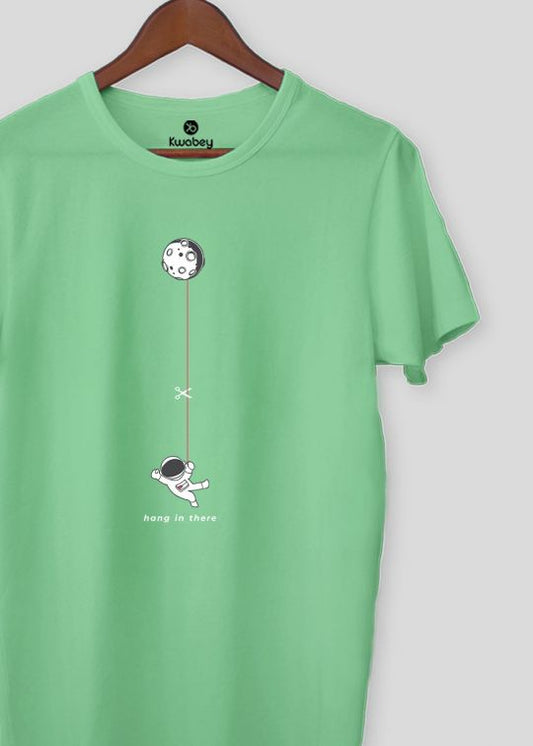 Hanging Astronaut Mint Green Half Sleeve T-shirt For Men