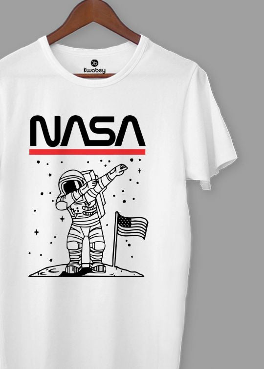 Nasa Dab White Half Sleeve T-shirt For Men