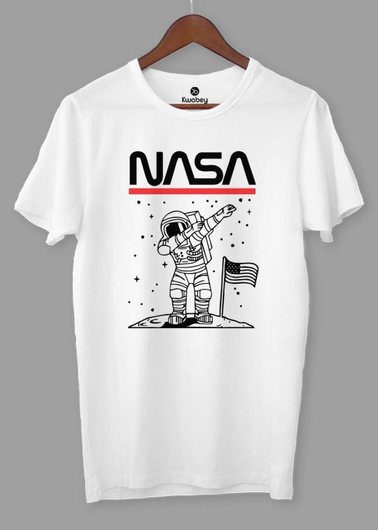 Nasa Dab White Half Sleeve T-shirt For Men