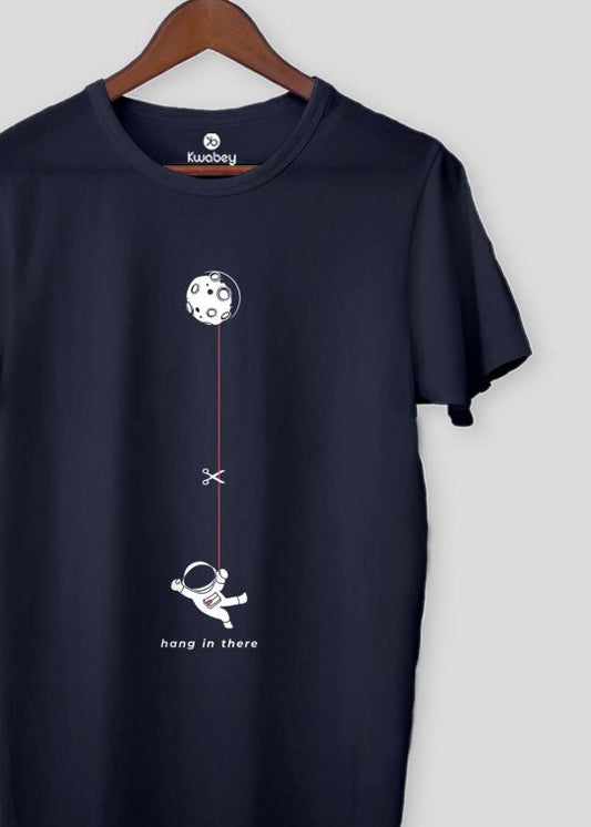 Hanging Astronaut Navy Half Sleeve T-shirt For Men