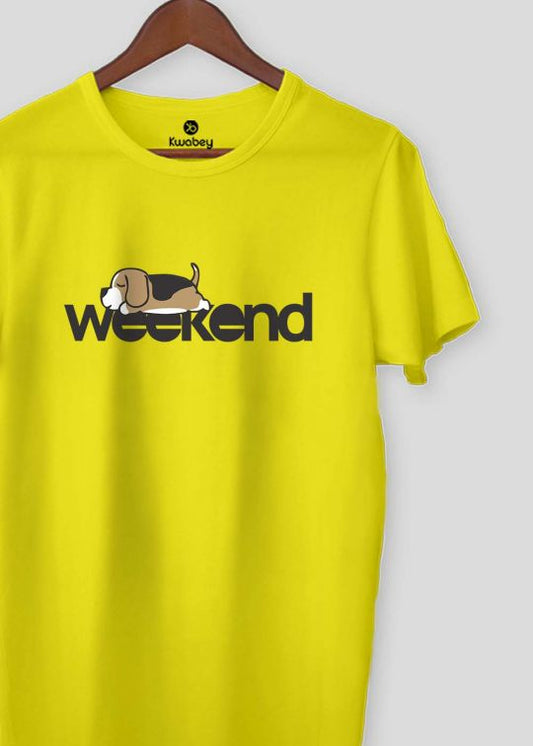 Weekend Beagle Pineapple Yellow Half Sleeve T-shirt For Men