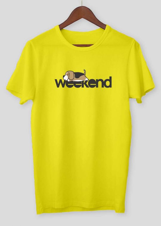 Weekend Beagle Pineapple Yellow Half Sleeve T-shirt For Men