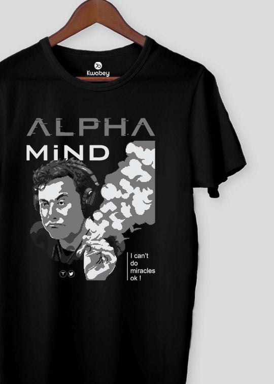 Alpha Mind Black Half Sleeve T-shirt For Men