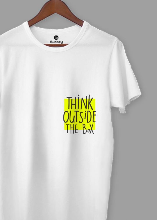 Think Outside The Box White Half Sleeve T-shirt For Men