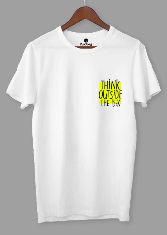 Think Outside The Box White Half Sleeve T-shirt For Men