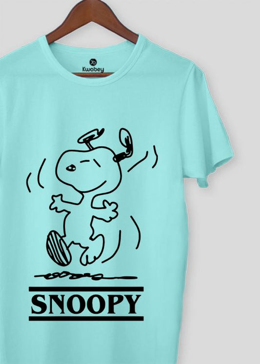 Dancing Snoopy Aqua Half Sleeve T-Shirt For Men