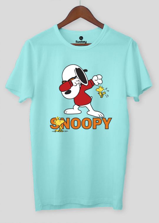 Dab Snoopy Aqua Half Sleeve T-Shirt For Men