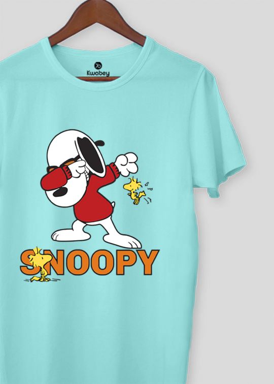Dab Snoopy Aqua Half Sleeve T-Shirt For Men