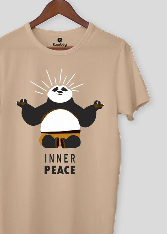 Inner Peace Printed Beige Half Sleeve T-Shirt For Men