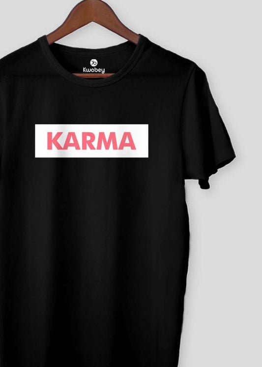Karma Tag Black Half Sleeve T-shirt For Men
