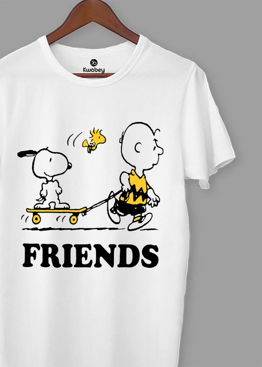 Friends Snoopy White Half Sleeve T-Shirt For Men