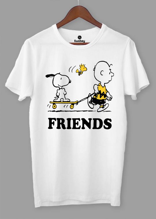 Friends Snoopy White Half Sleeve T-Shirt For Men