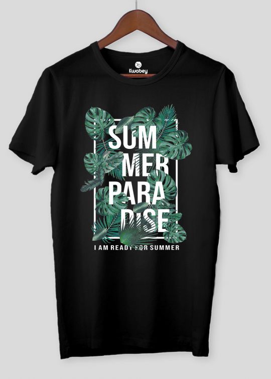 Summer Paradise Black Half Sleeve T-Shirt For Men