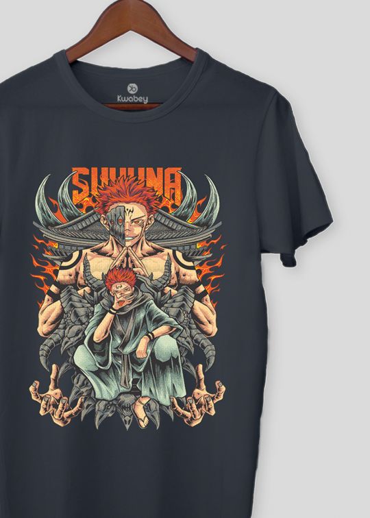 Sakuna Jujustu kaisen Stone Grey Half Sleeve T-Shirt For Men