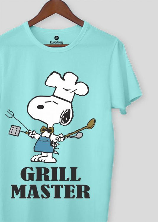 Snoopy Grill Master Aqua Half Sleeve T-Shirt For Men