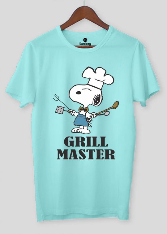 Snoopy Grill Master Aqua Half Sleeve T-Shirt For Men