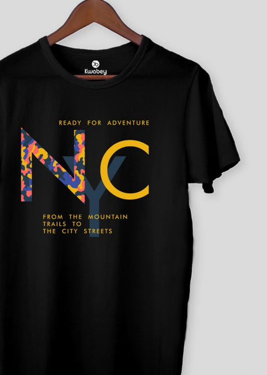 NYC Black Half Sleeve T-shirt For Men