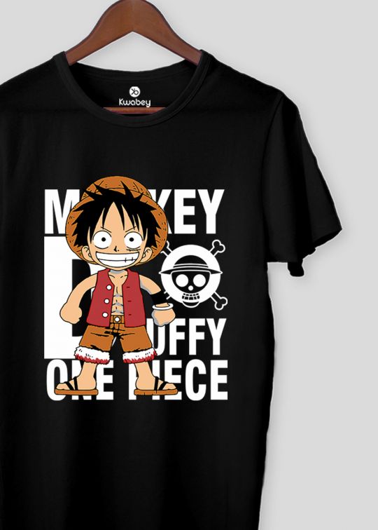 Monkey D Luffy Printed Black Half Sleeve T-Shirt For Men