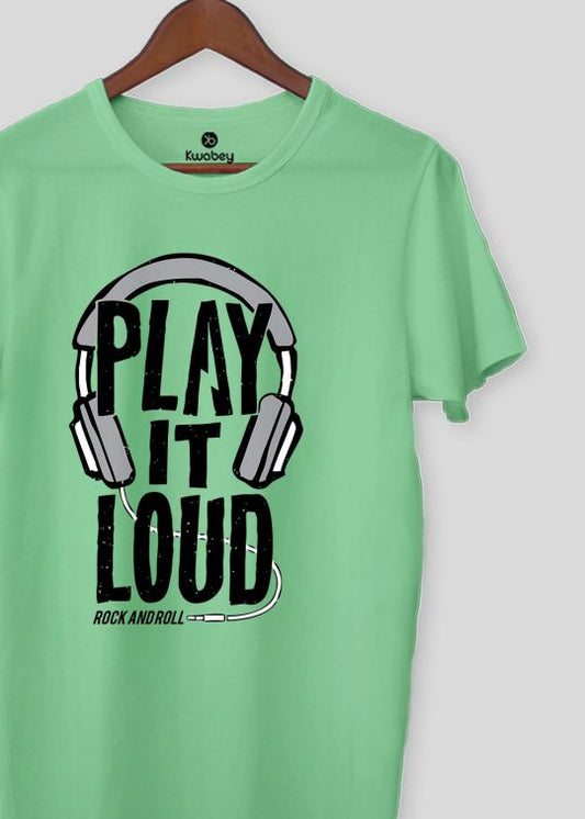 Play It Loud Mint Green Half Sleeve T-shirt For Men