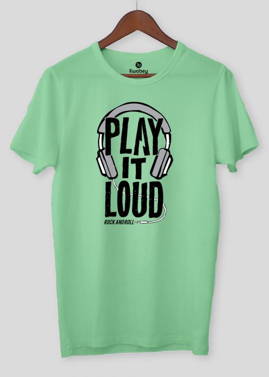 Play It Loud Mint Green Half Sleeve T-shirt For Men