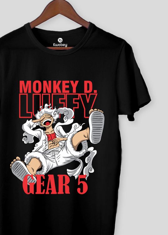 Gear 5 Monkey D Luffy Black Half Sleeve T-Shirt For Men