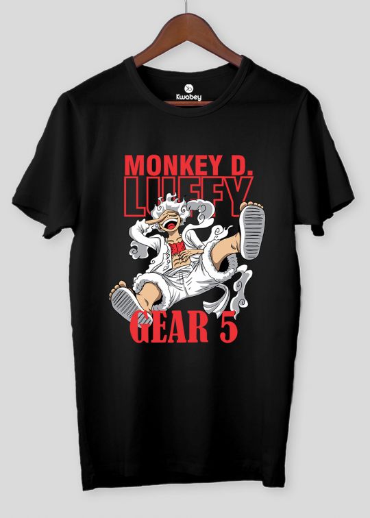 Gear 5 Monkey D Luffy Black Half Sleeve T-Shirt For Men