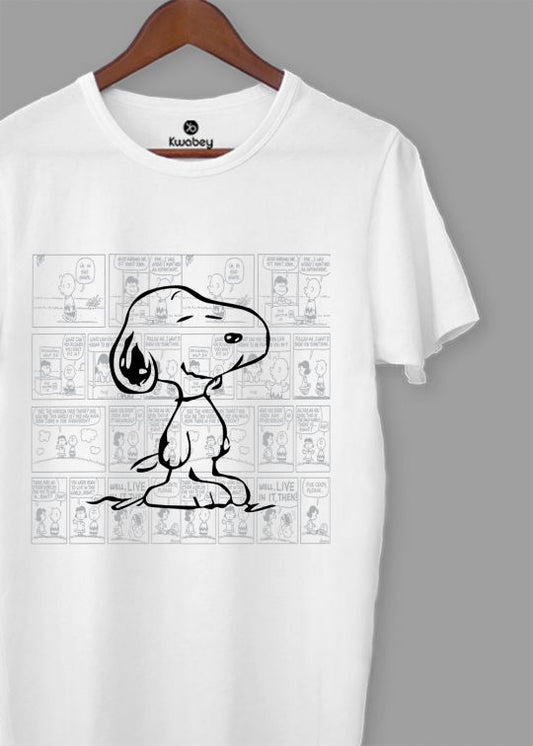 White Snoopy Half Sleeve T-shirt For Men